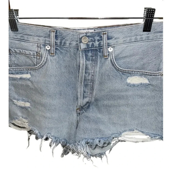 Agolde Parker Frayed Light Wash Jean Shorts Size 26 - Picture 2 of 5